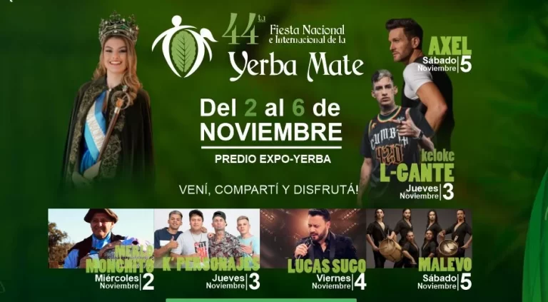 Ya se palpita la Fiesta Nacional e Internacional de la Yerba Mate 2022 que tendrá la actuación de L-Gante, Lucas Sugo y Axel, entre otros artistas de renombre