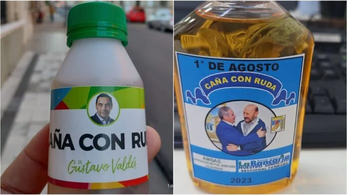 ¿Espanta los males?: regalaron caña con la cara de políticos