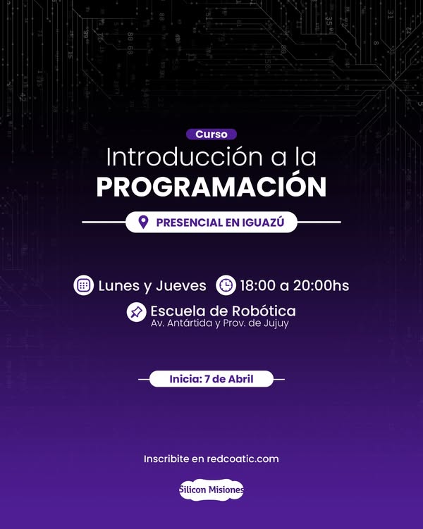 Sumate al curso “Introducción a la Programación” en Iguazú Sumate al curso “Introducción a la Programación” en Iguazú